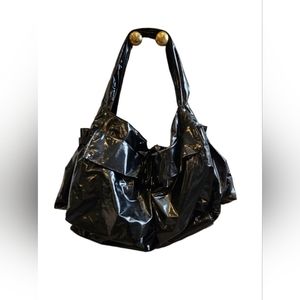 Sequoia Black Patent PVC Purse with lots of pockets